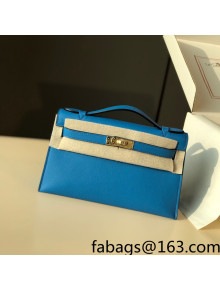 	 Hermes Kelly Pochette Bag 22cm Frida Blue/Gold 2022 05