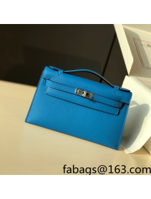 Hermes Kelly Pochette Bag 22cm Frida Blue/Silver 2022 06