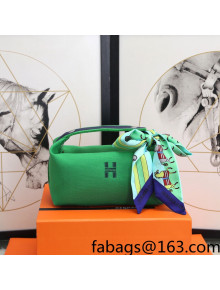 Hermes Trousse Bride-A-Brace Canvas Case/Top Handle Bag Bamboo Green 2022