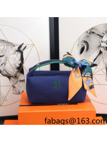 Hermes Trousse Bride-A-Brace Canvas Case/Top Handle Bag Navy Blue 2022