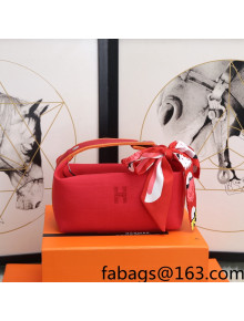 Hermes Trousse Bride-A-Brace Canvas Case/Top Handle Bag Red 01 2022