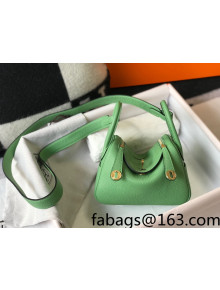 Hermes Lindy Mini Bag 19cm in Grainy Calfskin Avocado Green 2022
