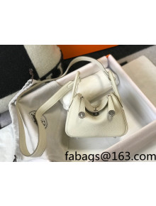 Hermes Lindy Mini Bag 19cm in Grainy Calfskin Wool White/Silver 2022
