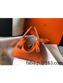 Hermes Lindy 26cm/30cm Bag in Grainy Calfskin Orange/Silver 2022