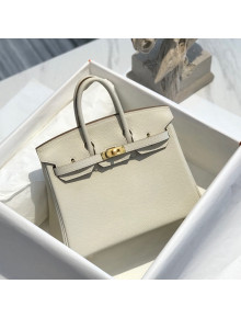 Hermes Birkin 25cm Bag in Togo Calfskin White/Gold 2022