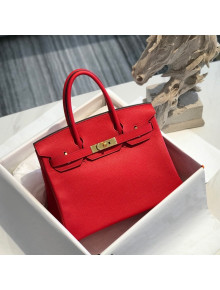Hermes Birkin 30cm Bag in Togo Calfskin Red/Gold 2022