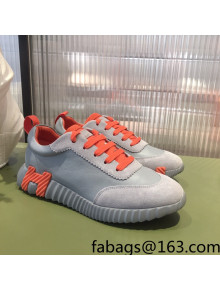Hermes Bouncing Calfskin and Suede Sneakers Grey/Orange 2022 032571