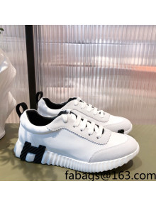 Hermes Bouncing Calfskin and Suede Sneakers White/Black 2022 032573