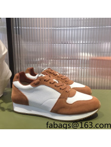 Hermes Escape Fabric and Suede Sneakers White/Brown 2022 032565