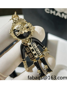 Chanel Lion Bag Charm and Key Holder Black/Gold 2022