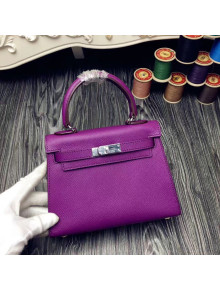 Hermes Original Epsom Leather Kelly 20cm Mini Bag Purple