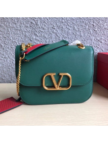 Valentino Small VLock Calfskin Shoulder Bag 0006S Green 2019