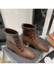 Chanel Vintage Calfskin Ankle Short Boots Brown 2021