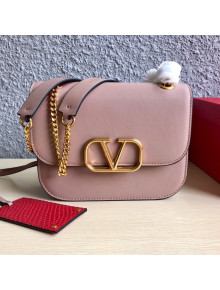 Valentino Small VLock Calfskin Shoulder Bag 0006S Pink 2019