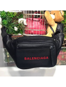 Balen...ga Calfskin Logo Print Medium Belt Bag Black/Red 2018