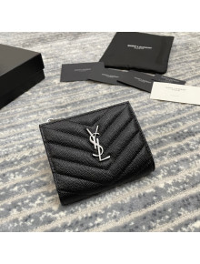 Saint Laurent Fold Wallet in Grained Leather 517045 Black/Silver 2022 