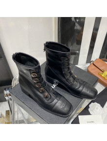 Chanel Vintage Calfskin Ankle Short Boots Black 2021