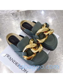 JW Anderson Calfskin Chain Loafer Mules Green 2020