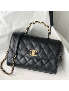 Chanel Crumpled Lambskin Small Flap Bag with Top Handle AS2478 Black 2021