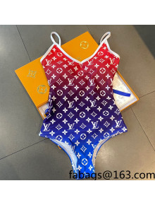 Louis Vuitton Gradient Monogram Cut-out One-Piece Swimwear Blue/Red 2021