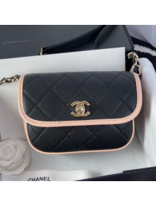 Chanel Grained Calfskin Mini Messenger Bag AS2465 Black/Pink 2021