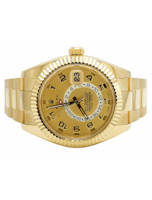 18k Rolex Sky Dweller 326938 Yellow Gold 42MM Gold Dial