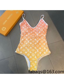 Louis Vuitton Gradient Monogram Cut-out One-Piece Swimwear Pink/Yellow 2021