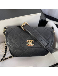 Chanel Grained Calfskin Mini Messenger Bag AS2465 Black/Gold 2021