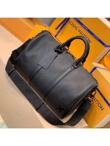 Louis Vuitton Keepall Bandoulière 40 Bag in Black Cowhide Leather M57088 2021