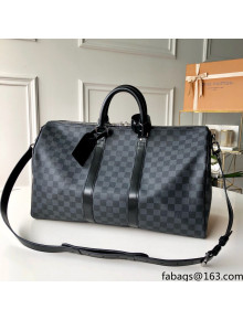 Louis Vuitton Keepall Bandouliere 45 Travel Bag in Black Damier Canvas N41418 2021