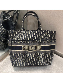 Dior Small Catherine Tote Bag in Blue Oblique Embroidered Canvas 2020