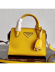 Prada Saffiano Leather Top Handle Bag 1BA269 Yellow 2020