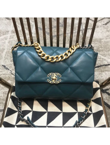 Chanel 19 Large Quilted Goatskin Flap Bag AS1161 Green 2019