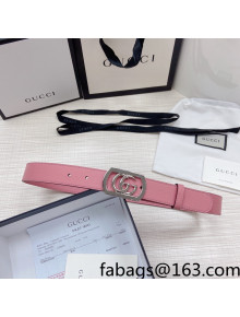 Gucci Leather Belt 3cm with Framed GG Buckle Pink 2021 88