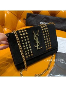 Saint Laurent Kate Small Bag in Star Studded Suede Black/Gold 2019