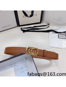 Gucci Leather Belt 3cm with Framed GG Buckle Brown 2021 91