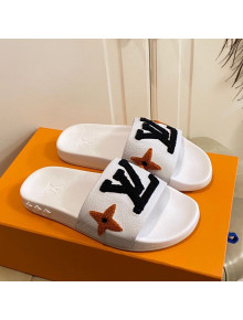 Louis Vuitton Wool Logo Slide Sandals in Grained Calfskin White 2021 (For Women and Men)