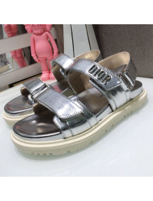 Dior DiorAct Calfskin Flat Strap Sandals Silver 2021