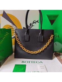 Bottega Veneta Grained Leather Large Chain Tote Bag Black 2022 668782