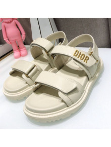 Dior DiorAct Calfskin Flat Strap Sandals White 2021