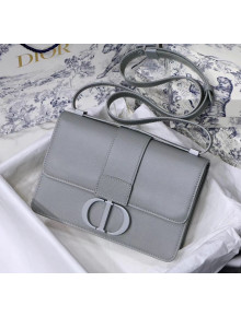 Dior 30 Montaigne Stamped Grain Calfskin Flap Bag With Matte Tonal 'CD' Clasp Grey Stone 2020