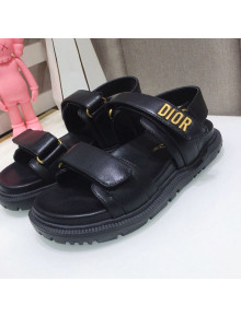 Dior DiorAct Calfskin Flat Strap Sandals Black 2021