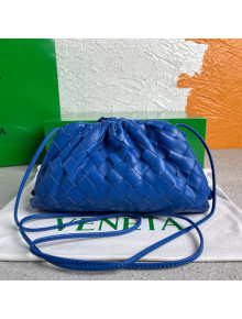 Bottega Veneta The Mini Pouch Crossbody Bag in Woven Lambskin in Cobalt Blue 2022