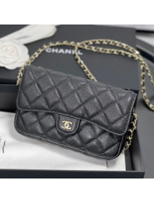 Chanel Grained Calfskin Classic Flap Phone Holde with Chain AP2096 Black 2021