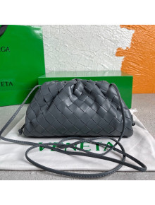 Bottega Veneta The Mini Pouch Crossbody Bag in Woven Lambskin in Thunder Grey 2022