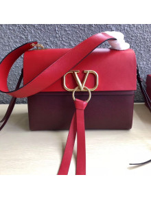 Valentino Large VRing Calfskin Shoulder Bag 0004L Red/Burgundy 2019