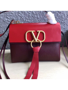 Valentino Medium VRing Calfskin Shoulder Bag 0004M Red/Burgundy 2019
