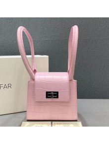 By Far Sabrina Croco Embossed Leather Top Handel Bag Pink 2020