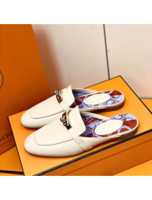 Hermes Oz Mule in Smooth Calfskin with Iconic Kelly Buckle Off-white 03 2022(Handmade)