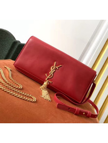 Saint Laurent Smooth Leather Kate 99 Tassels Shoulder Bag 604276 Red 2020